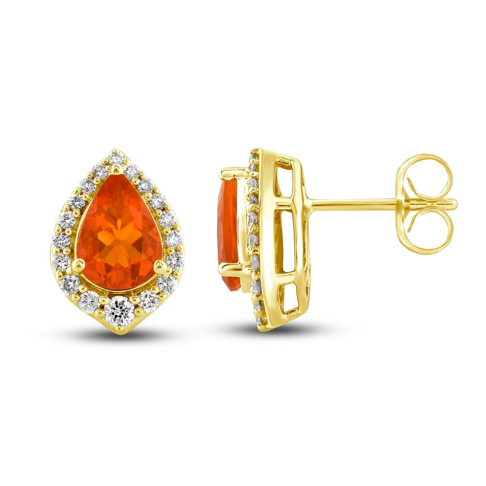 Natural Fire Opal Stud Earrings 1/4 ct tw Diamonds 10K Yellow Gold FXADqkpP Natural Fire Opal Stud Earrings 1/4 ct tw Diamonds 10K Yellow Gold FXADqkpP