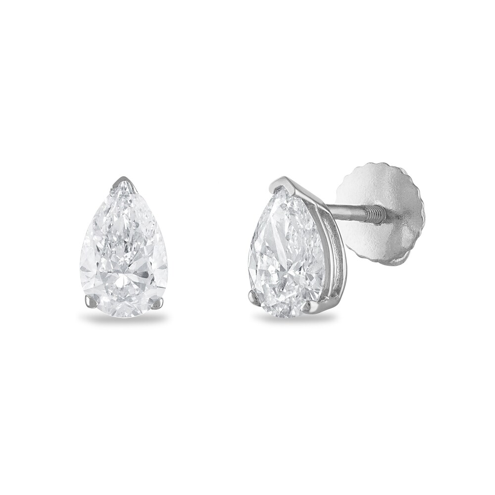 Certified Diamond Solitaire Earrings 1 ct tw Pear-shaped 18K White Gold (SI2/I) FecTvthf Certified Diamond Solitaire Earrings 1 ct tw Pear-shaped 18K White Gold (SI2/I) FecTvthf