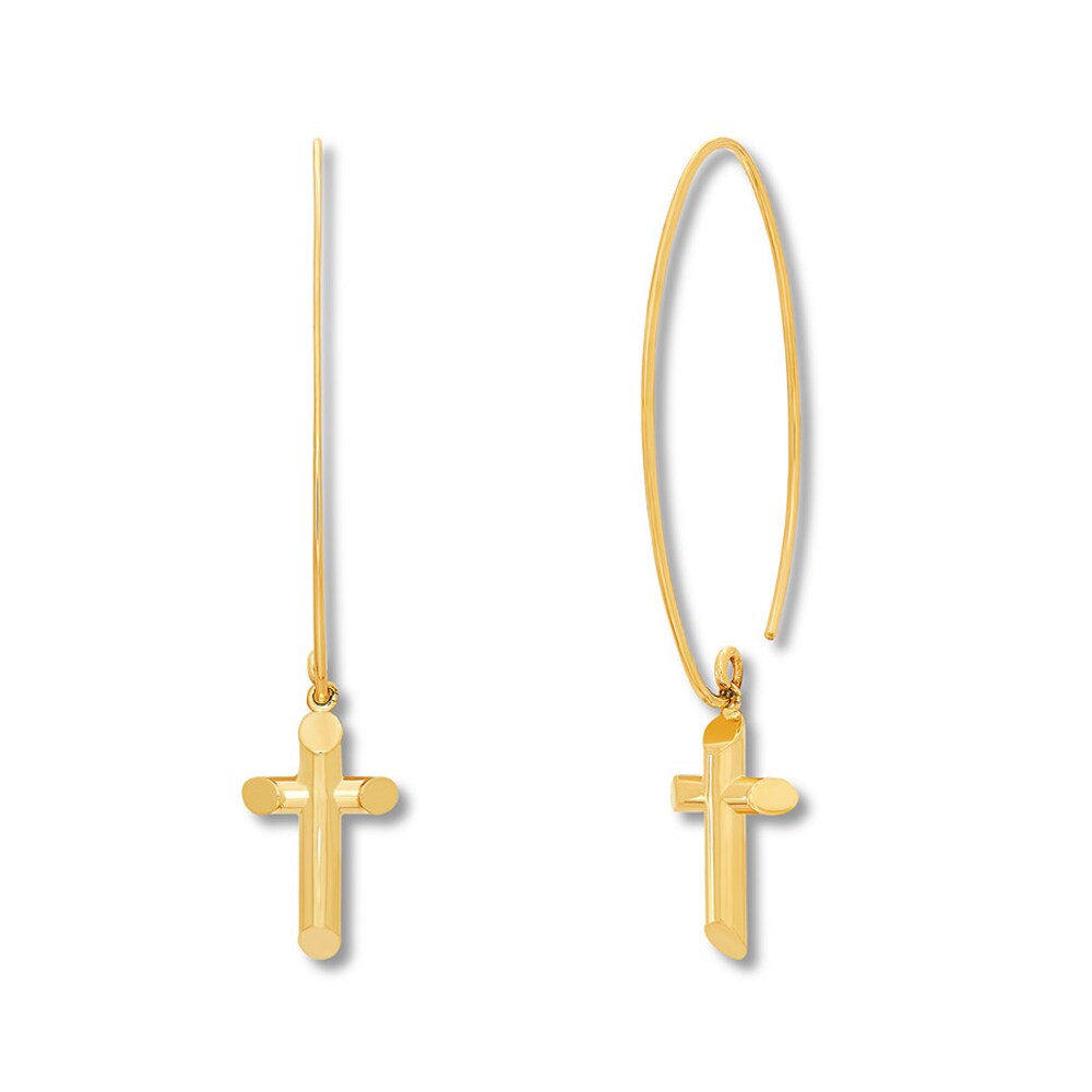 Cross Dangle Earrings 14K Yellow Gold FgfwhGfF Cross Dangle Earrings 14K Yellow Gold FgfwhGfF
