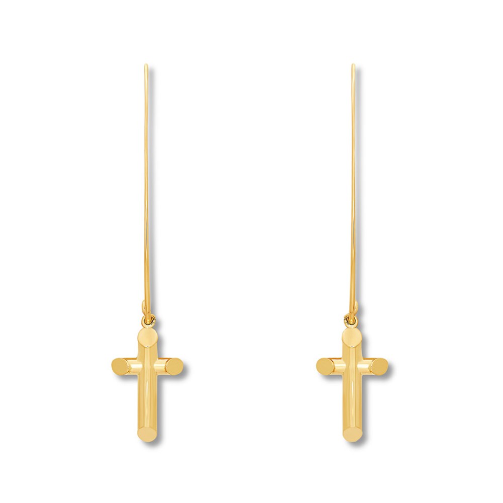 Cross Dangle Earrings 14K Yellow Gold FgfwhGfF Cross Dangle Earrings 14K Yellow Gold FgfwhGfF