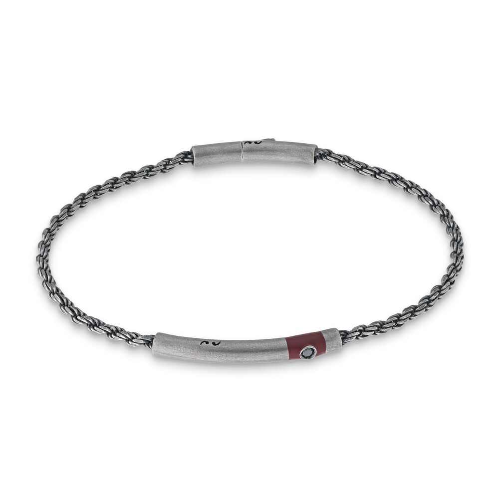 Marco Dal Maso Men's Black Diamond Accent Bracelet Brown Enamel Sterling Silver 8" FmaaiNni Marco Dal Maso Men's Black Diamond Accent Bracelet Brown Enamel Sterling Silver 8" FmaaiNni