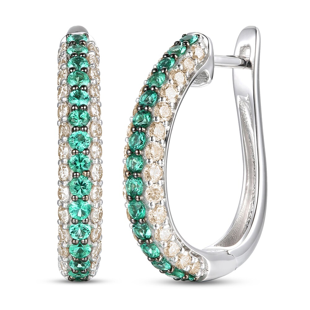 Le Vian Natural Emerald Hoop Earrings 7/8 ct tw Diamonds 14K Vanilla Gold FmnmJ1a6 Le Vian Natural Emerald Hoop Earrings 7/8 ct tw Diamonds 14K Vanilla Gold FmnmJ1a6
