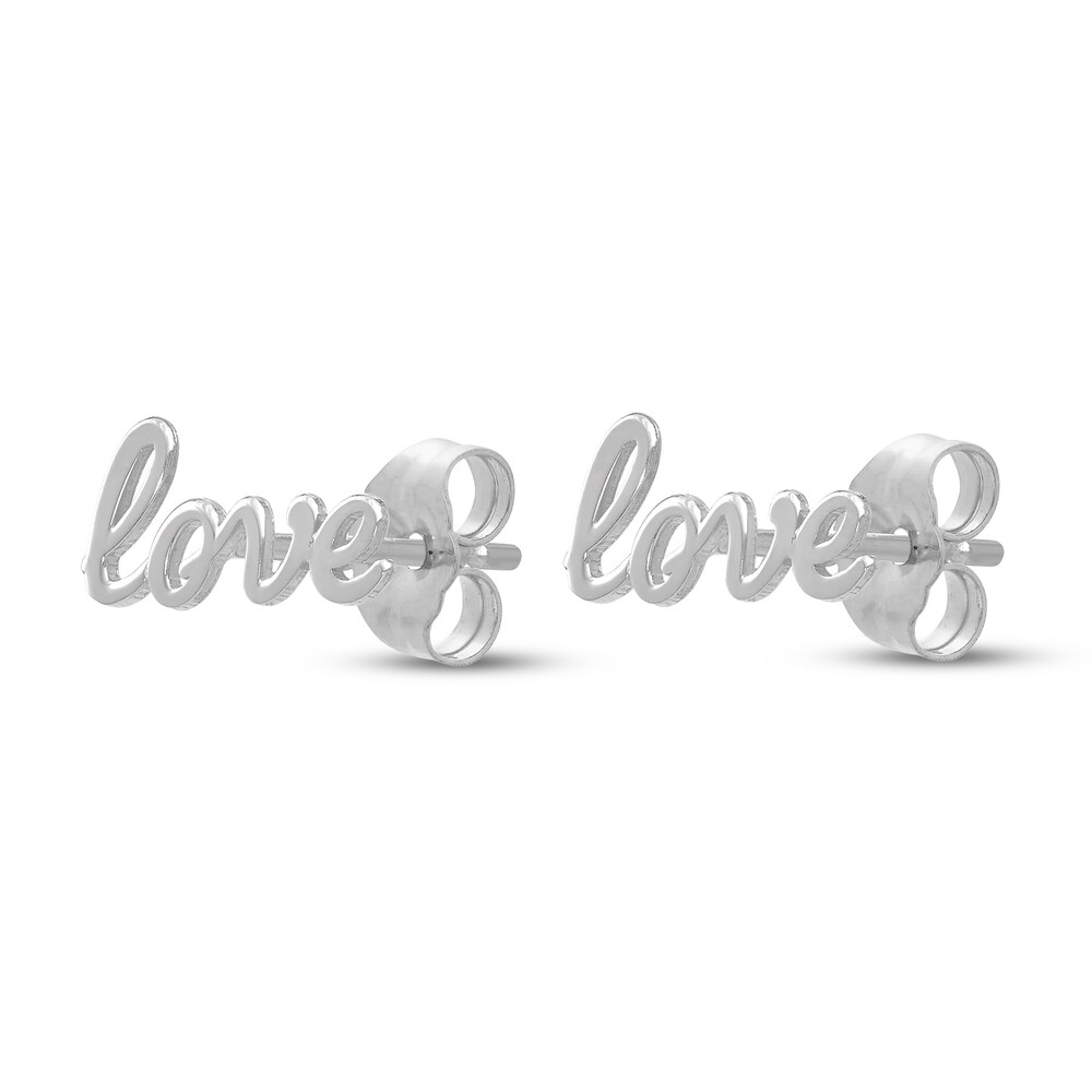 Love Stud Earrings 14K White Gold G0mS6LK7
