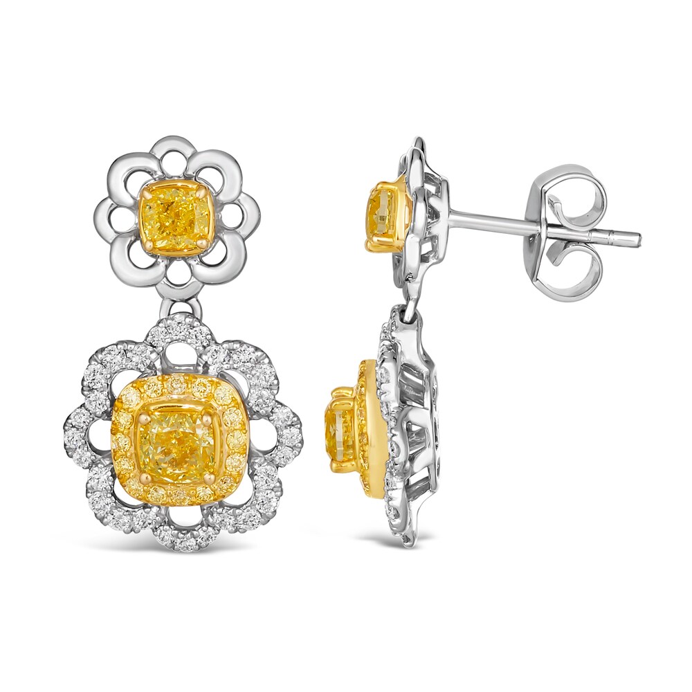 Le Vian Sunny Yellow Diamond Dangle Earrings 1-1/3 ct tw Round 14K Two-Tone Gold G3QSn2DG Le Vian Sunny Yellow Diamond Dangle Earrings 1-1/3 ct tw Round 14K Two-Tone Gold G3QSn2DG