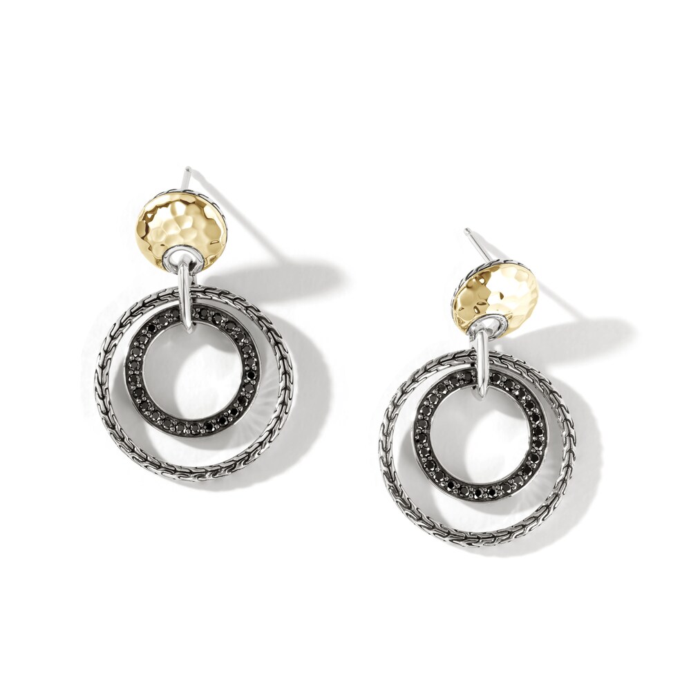 John Hardy Natural Black Sapphire & Natural Black Spinel Hammered Earrings 18K Yellow Gold/Sterling Silver G4rPgwAh John Hardy Natural Black Sapphire & Natural Black Spinel Hammered Earrings 18K Yellow Gold/Sterling Silver G4rPgwAh