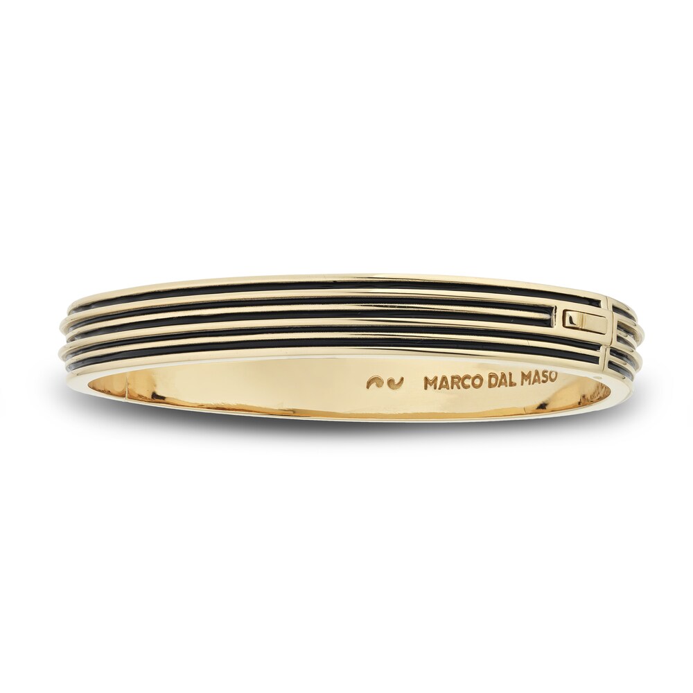 Marco Dal Maso Men\'s Acies Wide Bangle Bracelet Black Enamel Sterling Silver/18K Yellow Gold-Plated 7\" GDRGMtNS Marco Dal Maso Men\'s Acies Wide Bangle Bracelet Black Enamel Sterling Silver/18K Yellow Gold-Plated 7\" GDRGMtNS
