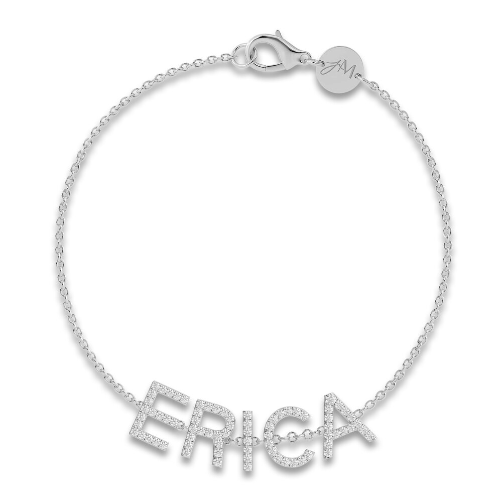 Juliette Maison Diamond Station Name Bracelet 3/4 ct tw Round 10K White Gold GJXLRle7
