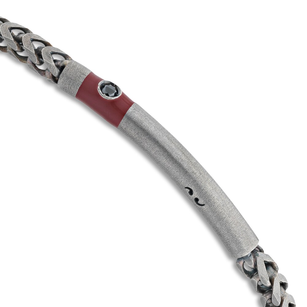 Marco Dal Maso Men\'s Black Diamond Accent Bracelet Red Enamel/Sterling Silver 8\" GKtfZMO5 Marco Dal Maso Men\'s Black Diamond Accent Bracelet Red Enamel/Sterling Silver 8\" GKtfZMO5