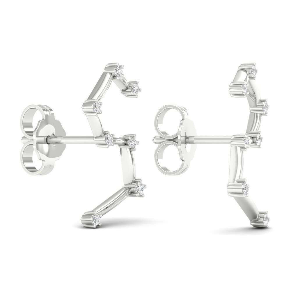 Diamond Leo Constellation Earrings 1/8 ct tw Round 14K White Gold GOPAp22h
