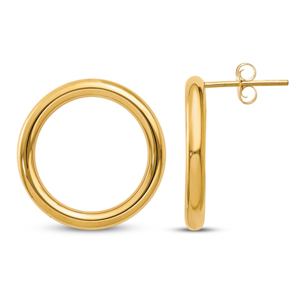 Circle Ring Stud Earrings 14K Yellow Gold GP936TzQ