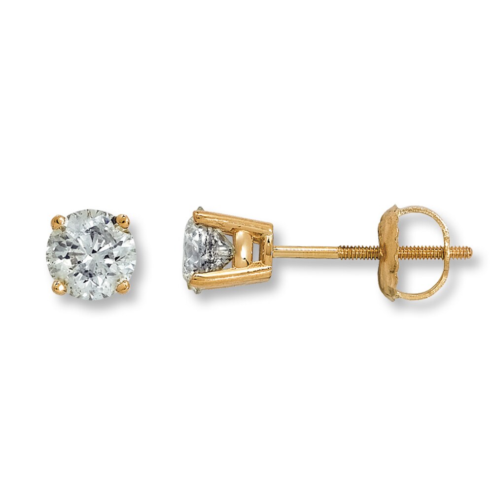 Diamond Solitaire Earrings 1 ct tw Round-cut 14K Yellow Gold (I2/I) GRBGee1M Diamond Solitaire Earrings 1 ct tw Round-cut 14K Yellow Gold (I2/I) GRBGee1M