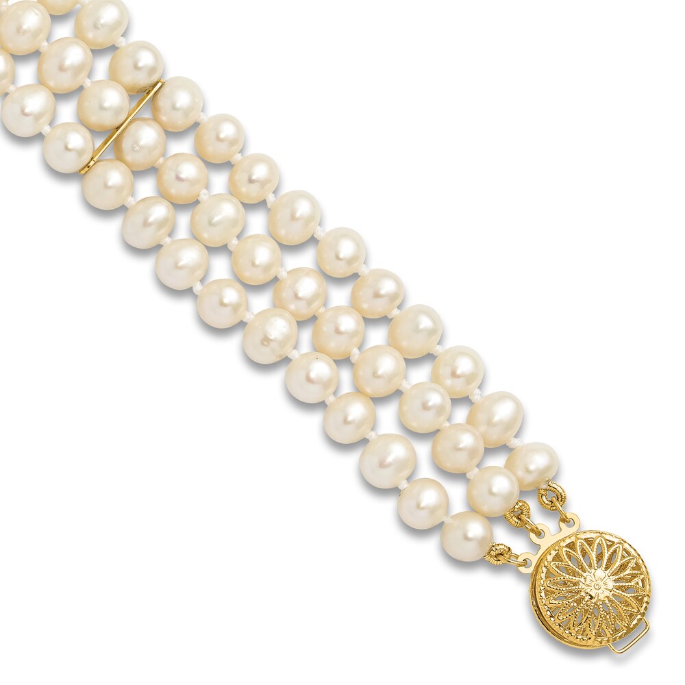 Cultured Freshwater Pearl Bracelet 14K Yellow Gold 7.5" GSBQ8M7y Cultured Freshwater Pearl Bracelet 14K Yellow Gold 7.5" GSBQ8M7y