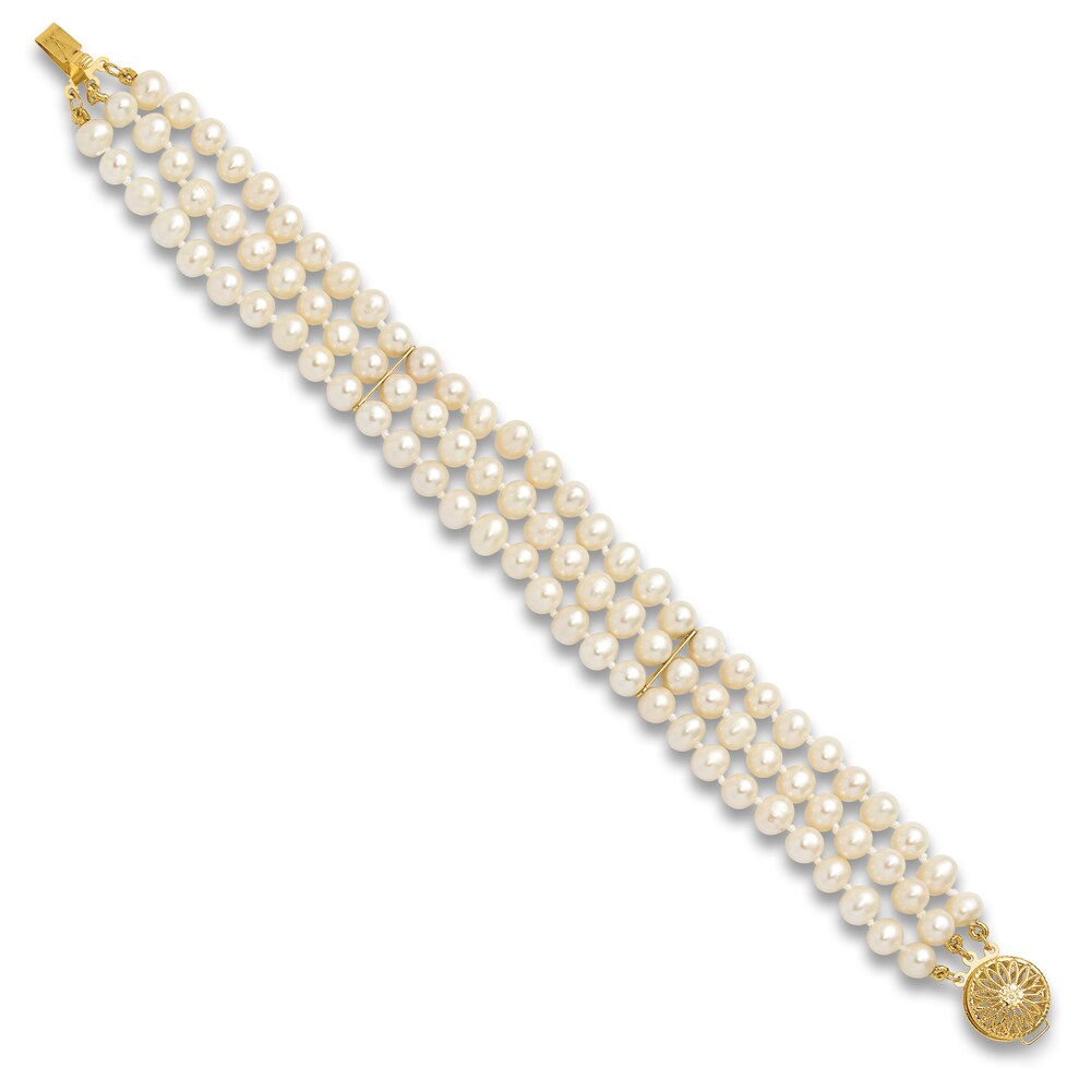 Cultured Freshwater Pearl Bracelet 14K Yellow Gold 7.5\" GSBQ8M7y Cultured Freshwater Pearl Bracelet 14K Yellow Gold 7.5\" GSBQ8M7y