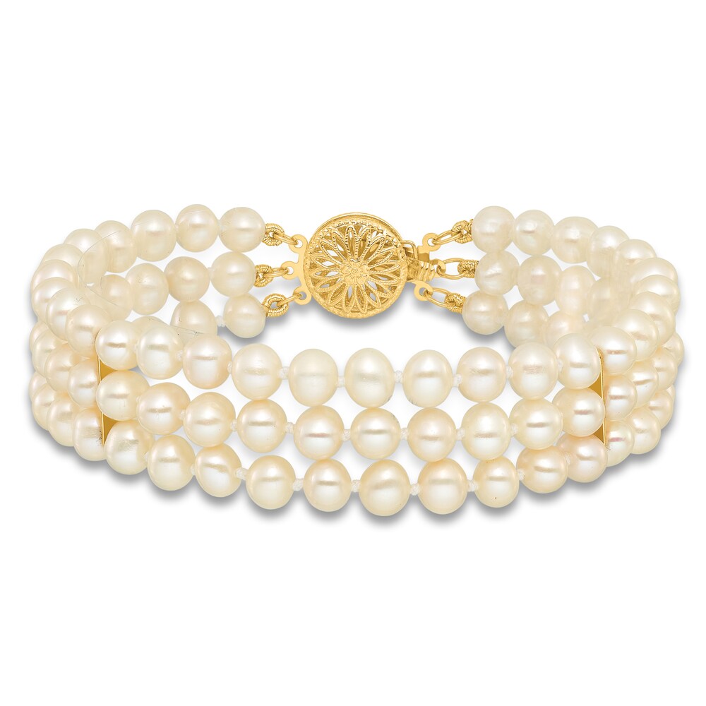 Cultured Freshwater Pearl Bracelet 14K Yellow Gold 7.5\" GSBQ8M7y Cultured Freshwater Pearl Bracelet 14K Yellow Gold 7.5\" GSBQ8M7y