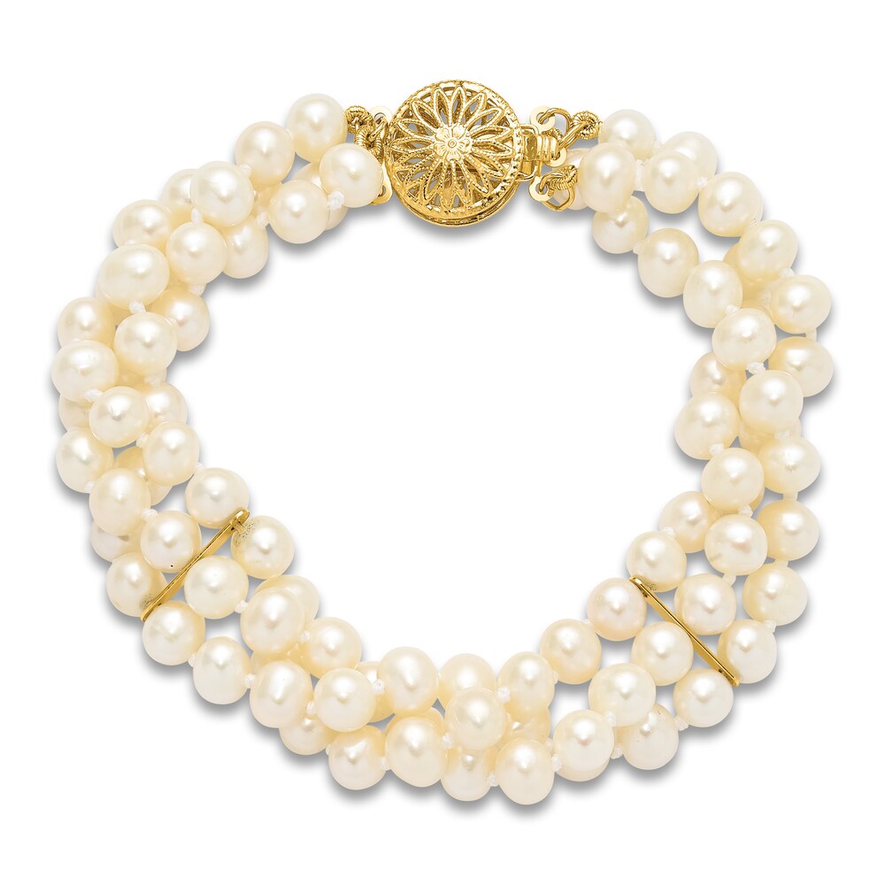 Cultured Freshwater Pearl Bracelet 14K Yellow Gold 7.5\" GSBQ8M7y Cultured Freshwater Pearl Bracelet 14K Yellow Gold 7.5\" GSBQ8M7y