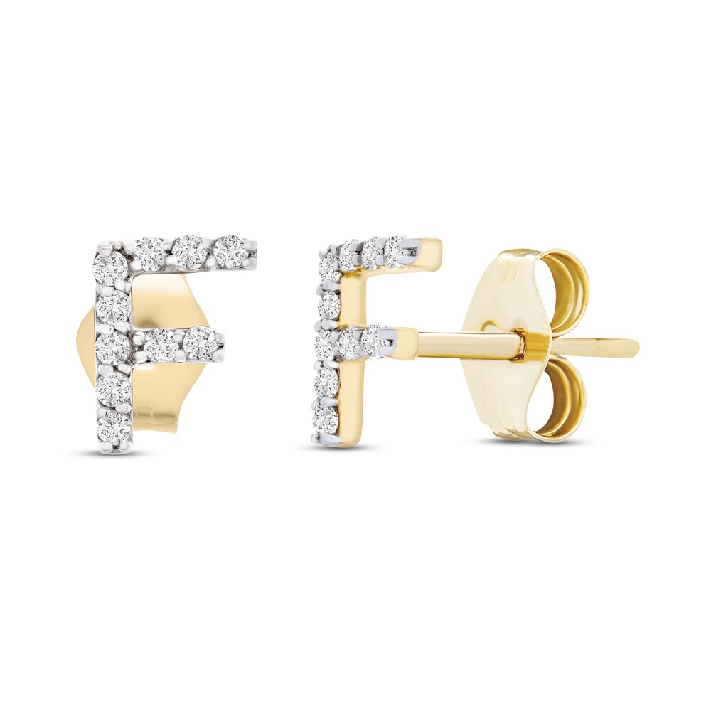 Diamond Letter F Earrings 1/10 ct tw Round 10K Yellow Gold GUl1dJ9Y Diamond Letter F Earrings 1/10 ct tw Round 10K Yellow Gold GUl1dJ9Y