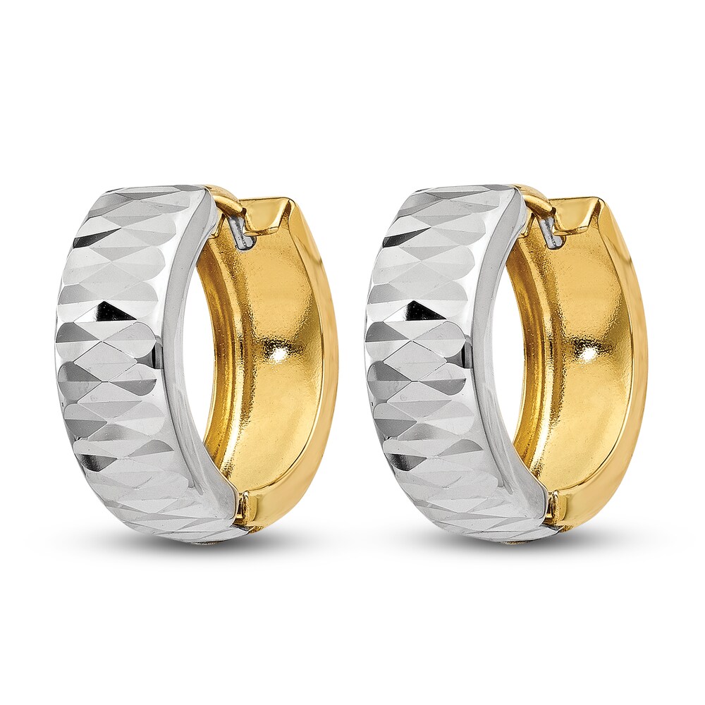Textured Hoop Earrings 14K Two-Tone Gold 14mm GaJbTYIA Textured Hoop Earrings 14K Two-Tone Gold 14mm GaJbTYIA