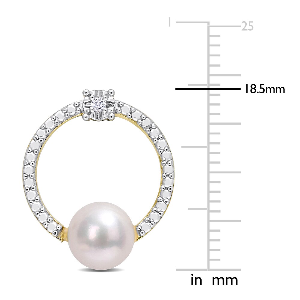 Cultured Freshwater Pearl & Natural White Topaz Earrings Round 10K Yellow Gold Gg3fmaBR