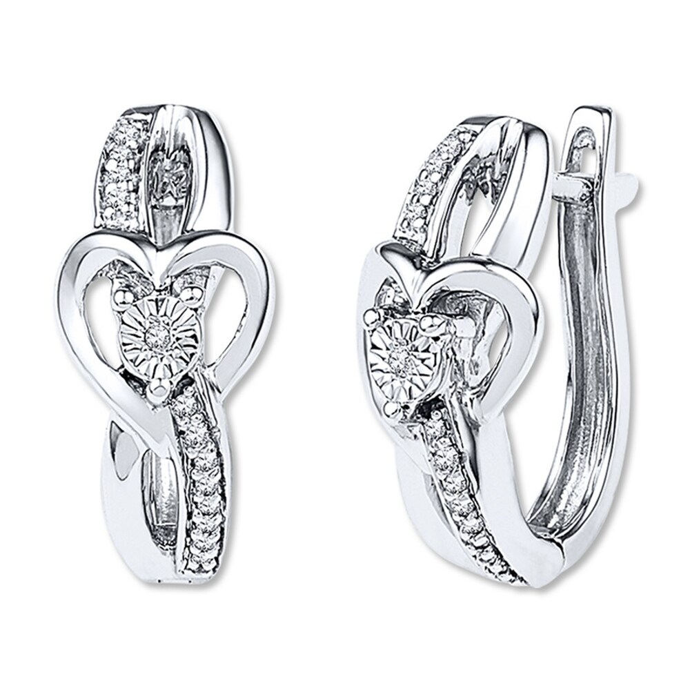 Heart Hoop Earrings 1/15 ct tw Diamonds Sterling Silver GphX8VG4 Heart Hoop Earrings 1/15 ct tw Diamonds Sterling Silver GphX8VG4