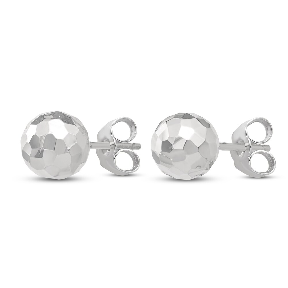 Diamond-Cut Ball Stud Earrings 14K White Gold GtvQZ1mi Diamond-Cut Ball Stud Earrings 14K White Gold GtvQZ1mi
