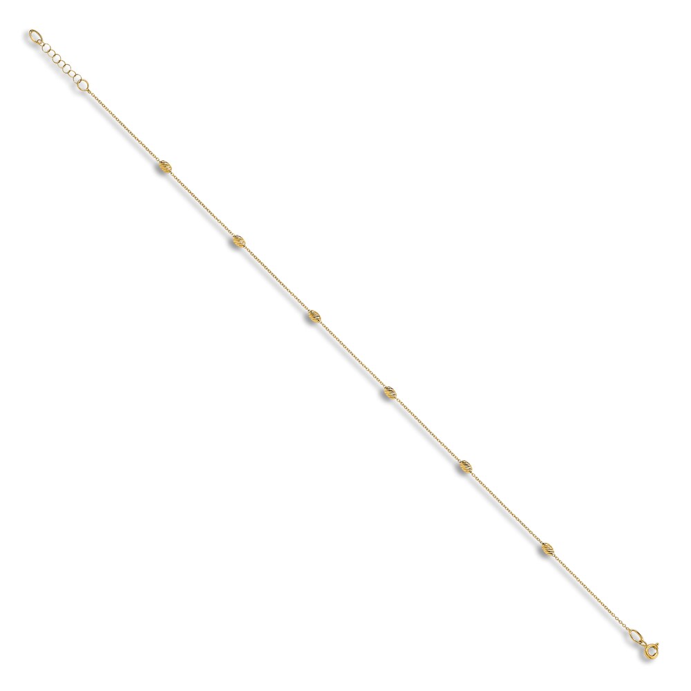 Diamond-Cut Station Anklet 14K Yellow Gold 10\" H1RU1v0v Diamond-Cut Station Anklet 14K Yellow Gold 10\" H1RU1v0v