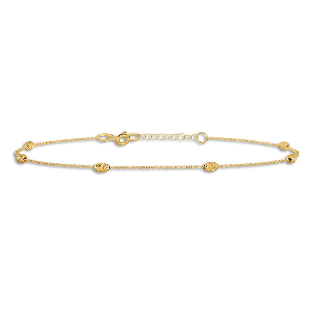 Diamond-Cut Station Anklet 14K Yellow Gold 10\" H1RU1v0v Diamond-Cut Station Anklet 14K Yellow Gold 10\" H1RU1v0v