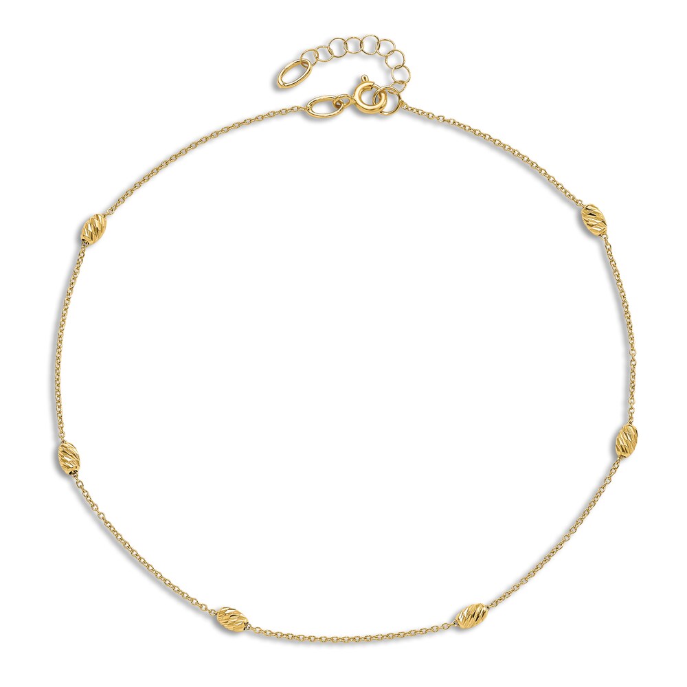 Diamond-Cut Station Anklet 14K Yellow Gold 10\" H1RU1v0v Diamond-Cut Station Anklet 14K Yellow Gold 10\" H1RU1v0v