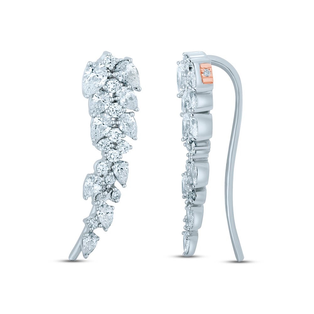 Pnina Tornai Diamond Ear Climber Earrings 1-1/2 ct tw Round/Pear-shaped 14K White Gold H2pbpbvI