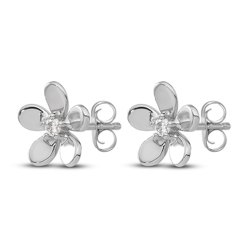 Diamond Flower Stud Earrings 1/20 ct tw Round 14K White Gold H3Xuzp6k Diamond Flower Stud Earrings 1/20 ct tw Round 14K White Gold H3Xuzp6k