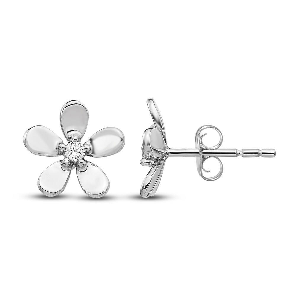 Diamond Flower Stud Earrings 1/20 ct tw Round 14K White Gold H3Xuzp6k Diamond Flower Stud Earrings 1/20 ct tw Round 14K White Gold H3Xuzp6k