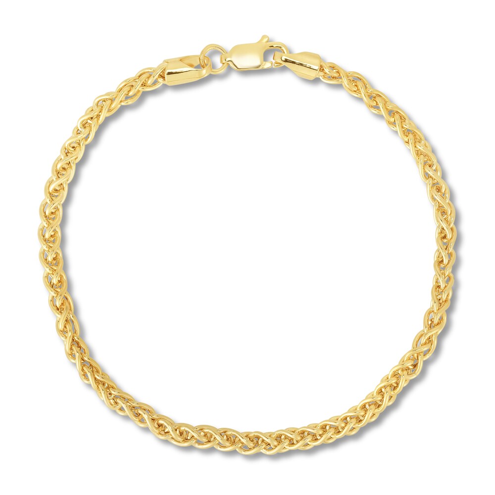 Round Wheat Chain Bracelet 14K Yellow Gold 7.25" H75aHhE4 Round Wheat Chain Bracelet 14K Yellow Gold 7.25" H75aHhE4