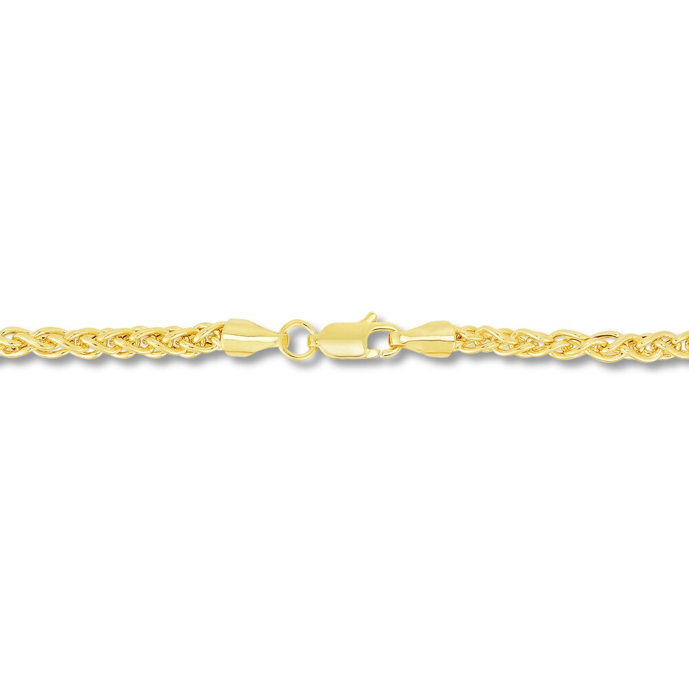 Round Wheat Chain Bracelet 14K Yellow Gold 7.25\" H75aHhE4 Round Wheat Chain Bracelet 14K Yellow Gold 7.25\" H75aHhE4