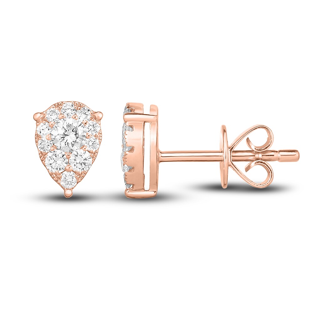 Diamond Teardrop Stud Earrings 3/8 ct tw Round 10K Rose Gold H7rQaxyR