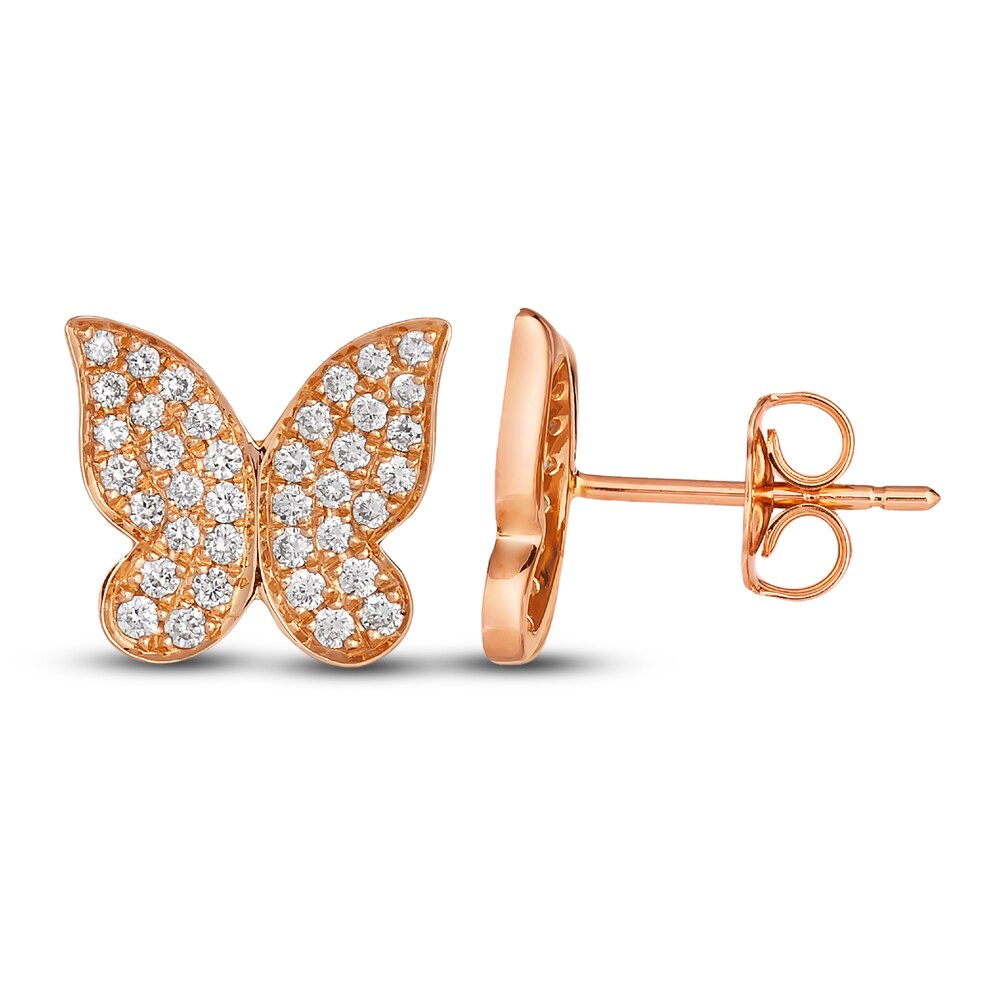 Le Vian Diamond Butterfly Earrings 1/2 ct tw Round 14K Strawberry Gold HHztnAiC