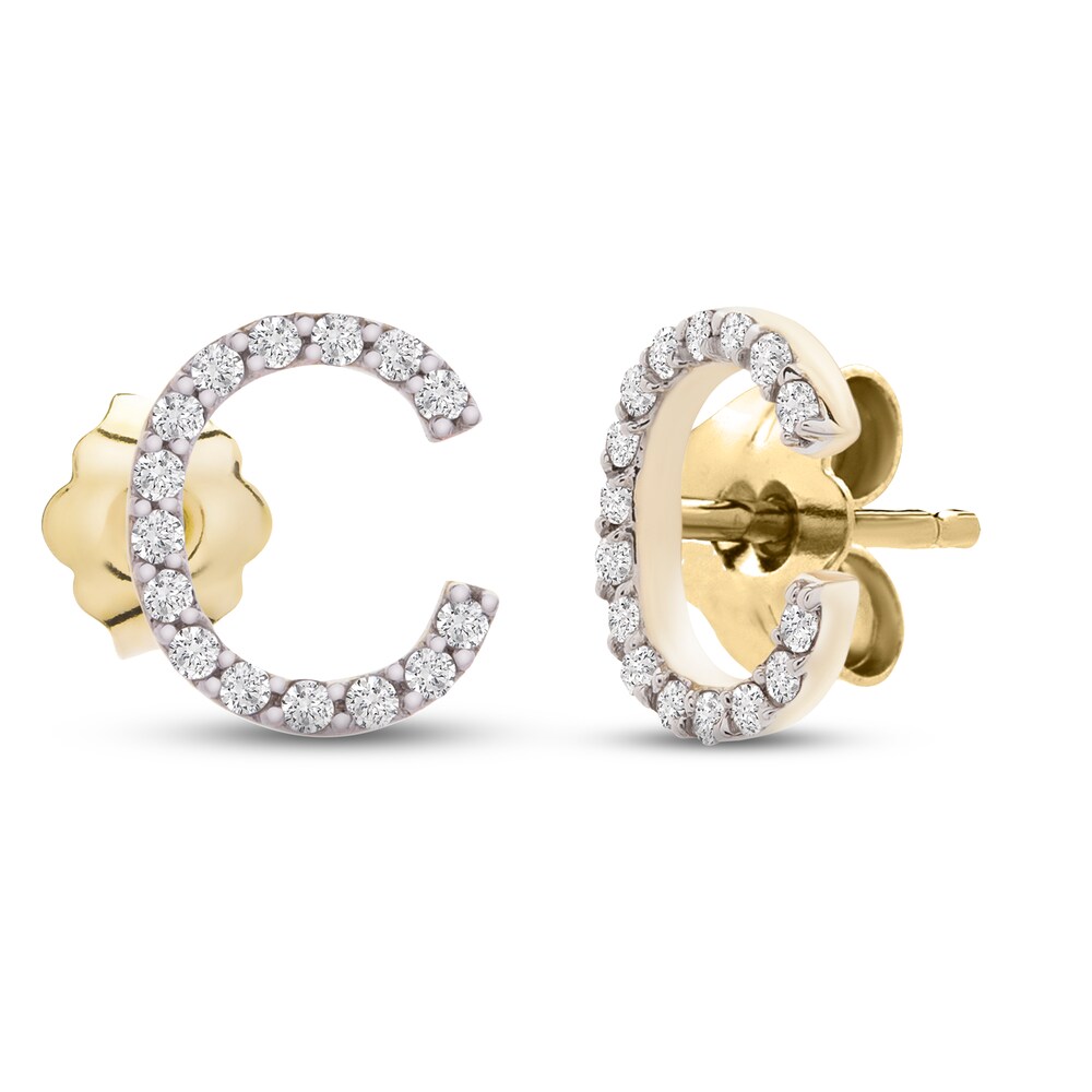Diamond Letter C Earrings 1/10 ct tw Round 10K Yellow Gold HJCBMPGY Diamond Letter C Earrings 1/10 ct tw Round 10K Yellow Gold HJCBMPGY