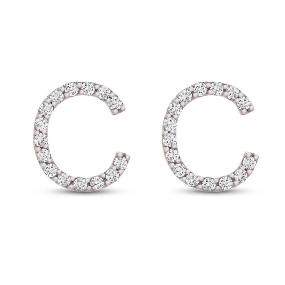 Diamond Letter C Earrings 1/10 ct tw Round 10K Yellow Gold HJCBMPGY Diamond Letter C Earrings 1/10 ct tw Round 10K Yellow Gold HJCBMPGY