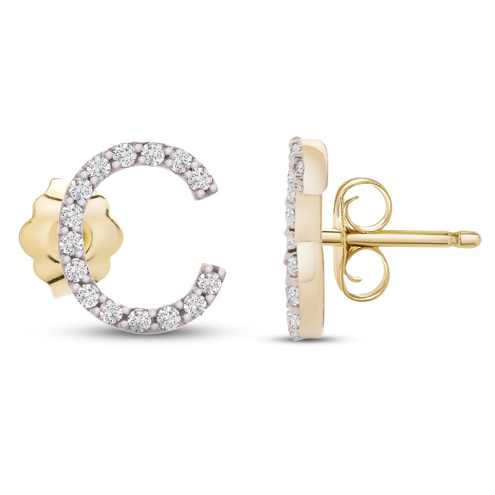 Diamond Letter C Earrings 1/10 ct tw Round 10K Yellow Gold HJCBMPGY Diamond Letter C Earrings 1/10 ct tw Round 10K Yellow Gold HJCBMPGY