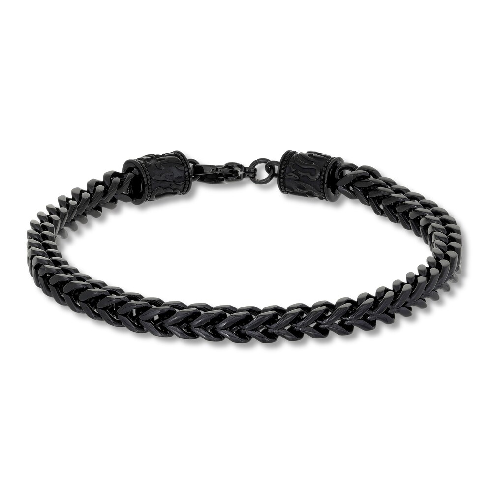 Men\'s Foxtail Chain Bracelet Black Ion-Plated Stainless Steel 8.5\" HLAFVHOd Men\'s Foxtail Chain Bracelet Black Ion-Plated Stainless Steel 8.5\" HLAFVHOd