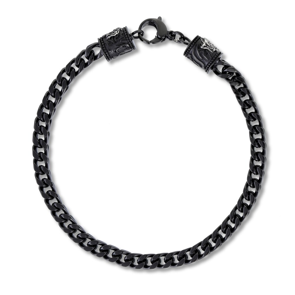 Men\'s Foxtail Chain Bracelet Black Ion-Plated Stainless Steel 8.5\" HLAFVHOd Men\'s Foxtail Chain Bracelet Black Ion-Plated Stainless Steel 8.5\" HLAFVHOd
