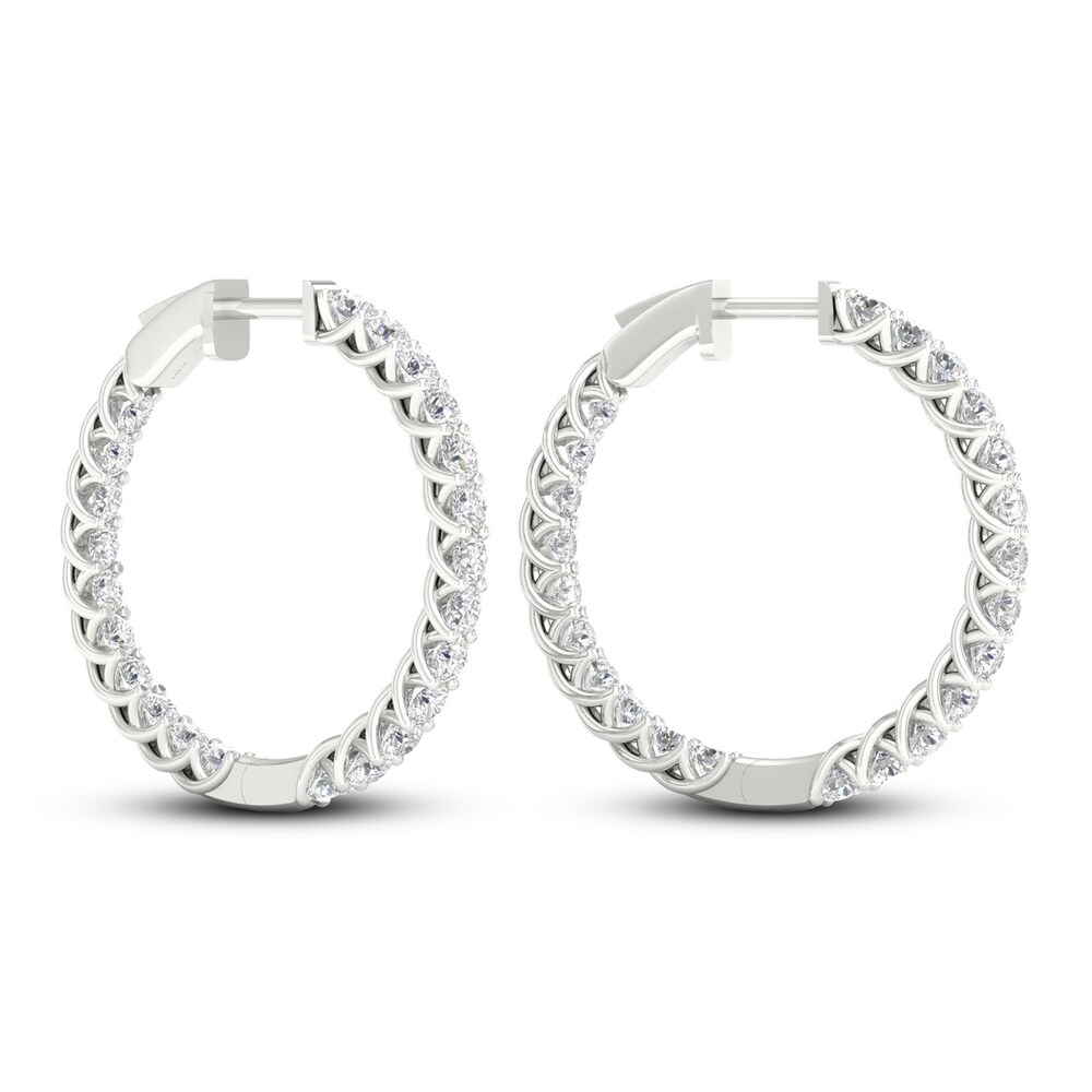 Lab-Created Diamond Hoop Earrings 3 ct tw Round 14K White Gold HOZ5Uv6E Lab-Created Diamond Hoop Earrings 3 ct tw Round 14K White Gold HOZ5Uv6E