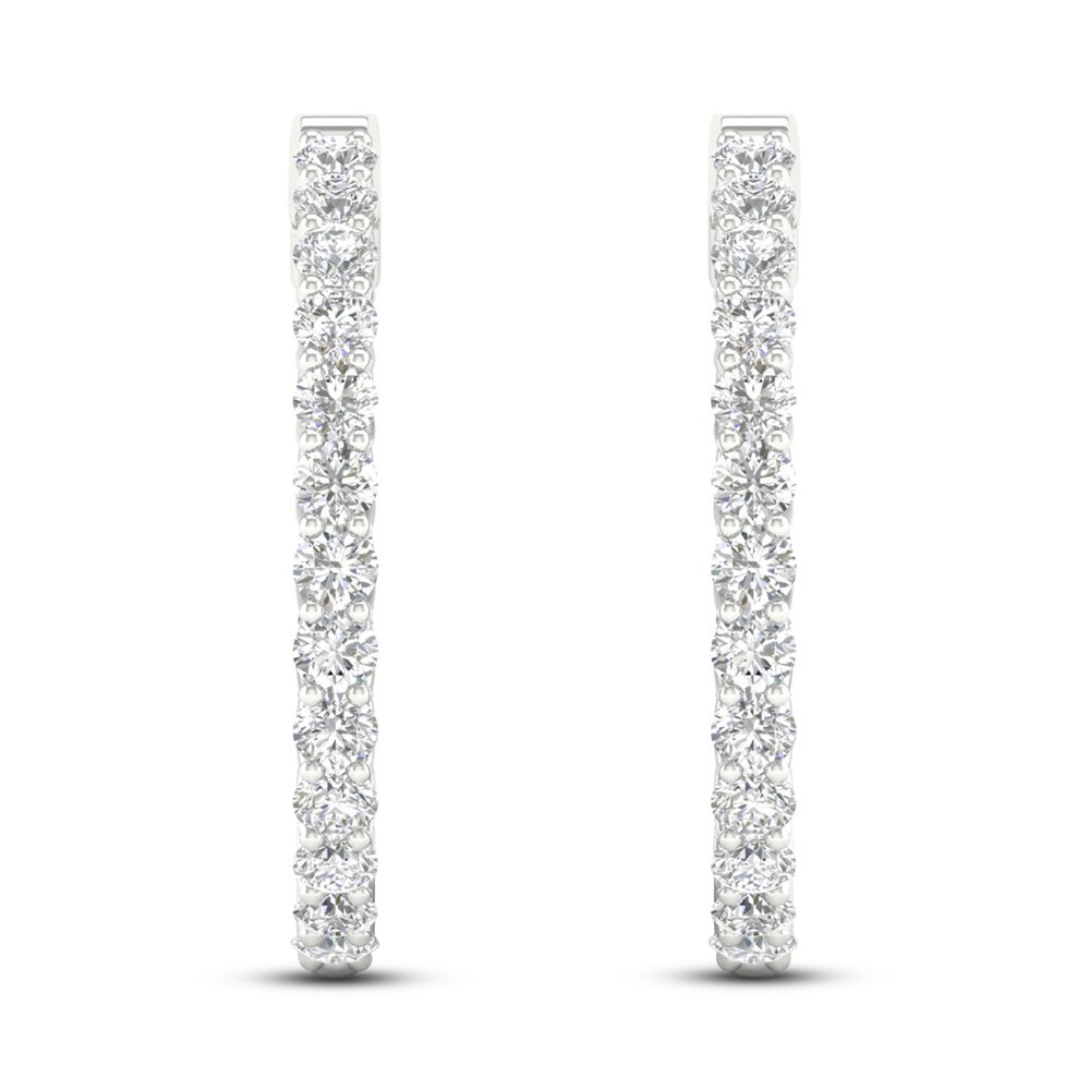 Lab-Created Diamond Hoop Earrings 3 ct tw Round 14K White Gold HOZ5Uv6E Lab-Created Diamond Hoop Earrings 3 ct tw Round 14K White Gold HOZ5Uv6E