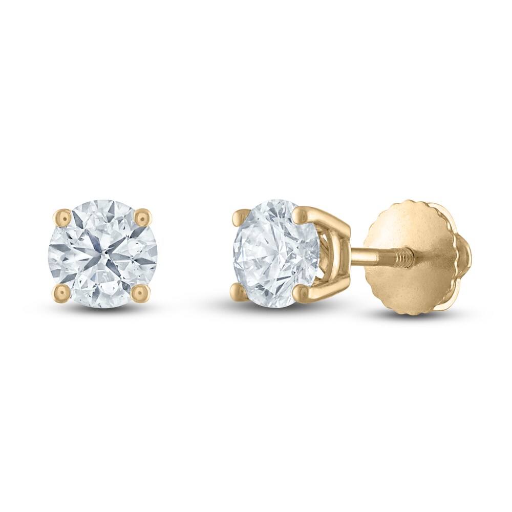 Certified Diamond Solitaire Stud Earrings 3/4 ct tw Round 14K Yellow Gold (I/I1) HRsgph3D Certified Diamond Solitaire Stud Earrings 3/4 ct tw Round 14K Yellow Gold (I/I1) HRsgph3D