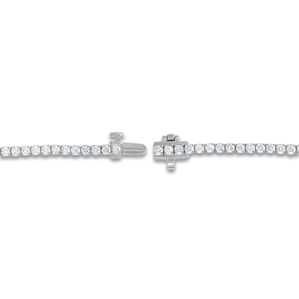 Lab-Created Diamond Tennis Bracelet 4 ct tw Emerald/Round 14K White Gold 7\" HSEyY6ld Lab-Created Diamond Tennis Bracelet 4 ct tw Emerald/Round 14K White Gold 7\" HSEyY6ld
