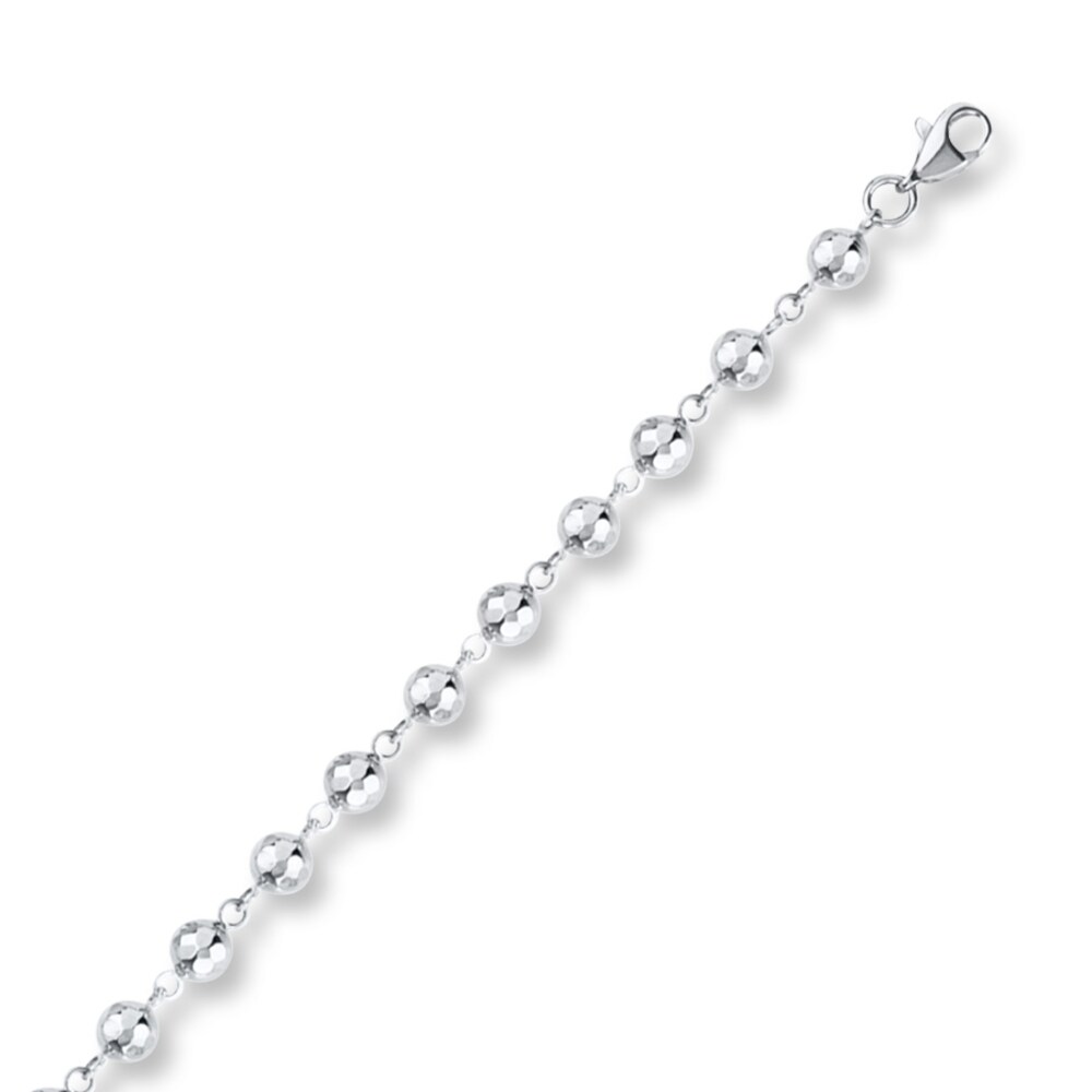 Beaded Bracelet 14K White Gold 7.25" Length Hbp3gnCE Beaded Bracelet 14K White Gold 7.25" Length Hbp3gnCE