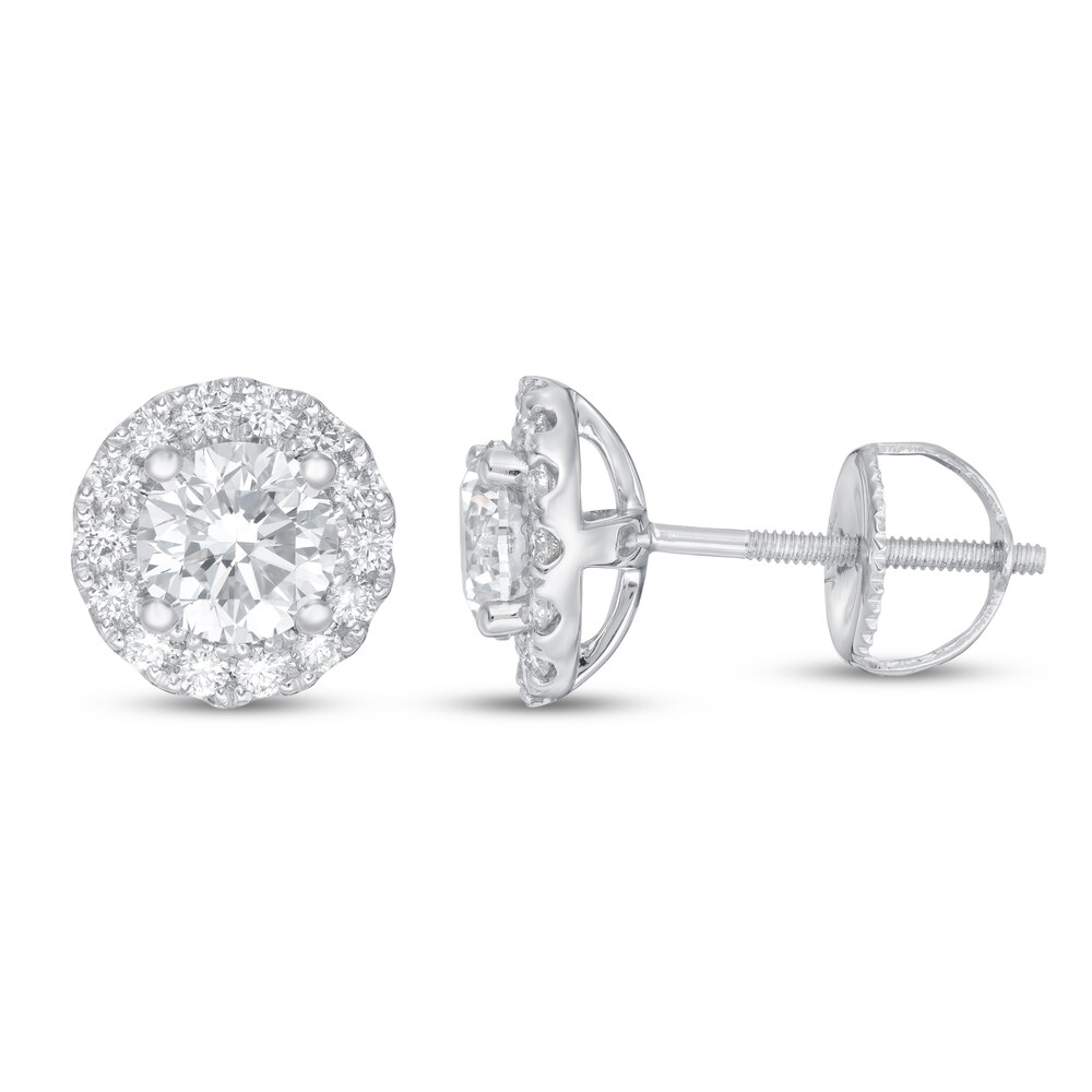 Lab-Created Diamond Earrings 1 1/2 ct tw Round 14K White Gold HdG3ZdHW Lab-Created Diamond Earrings 1 1/2 ct tw Round 14K White Gold HdG3ZdHW