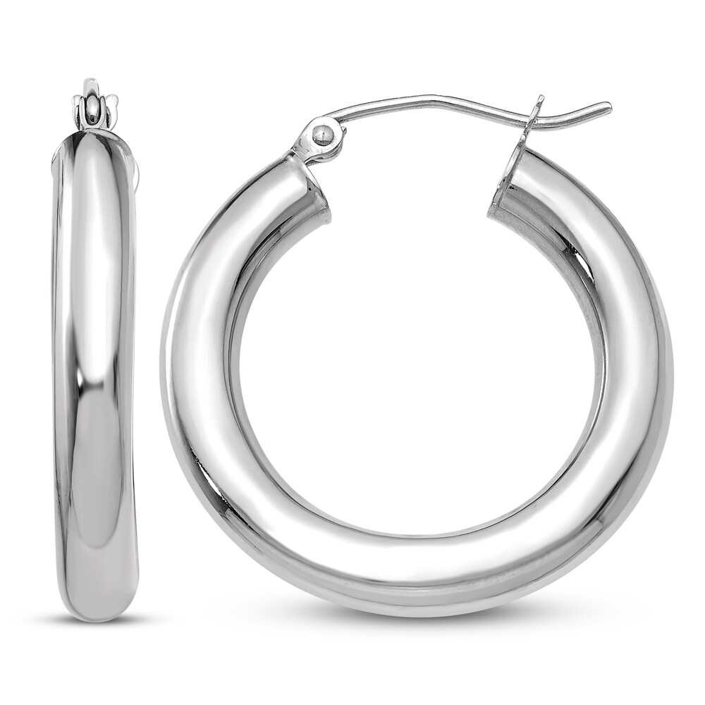 Lightweight Tube Hoop Earrings 14K White Gold HfLfKywC Lightweight Tube Hoop Earrings 14K White Gold HfLfKywC