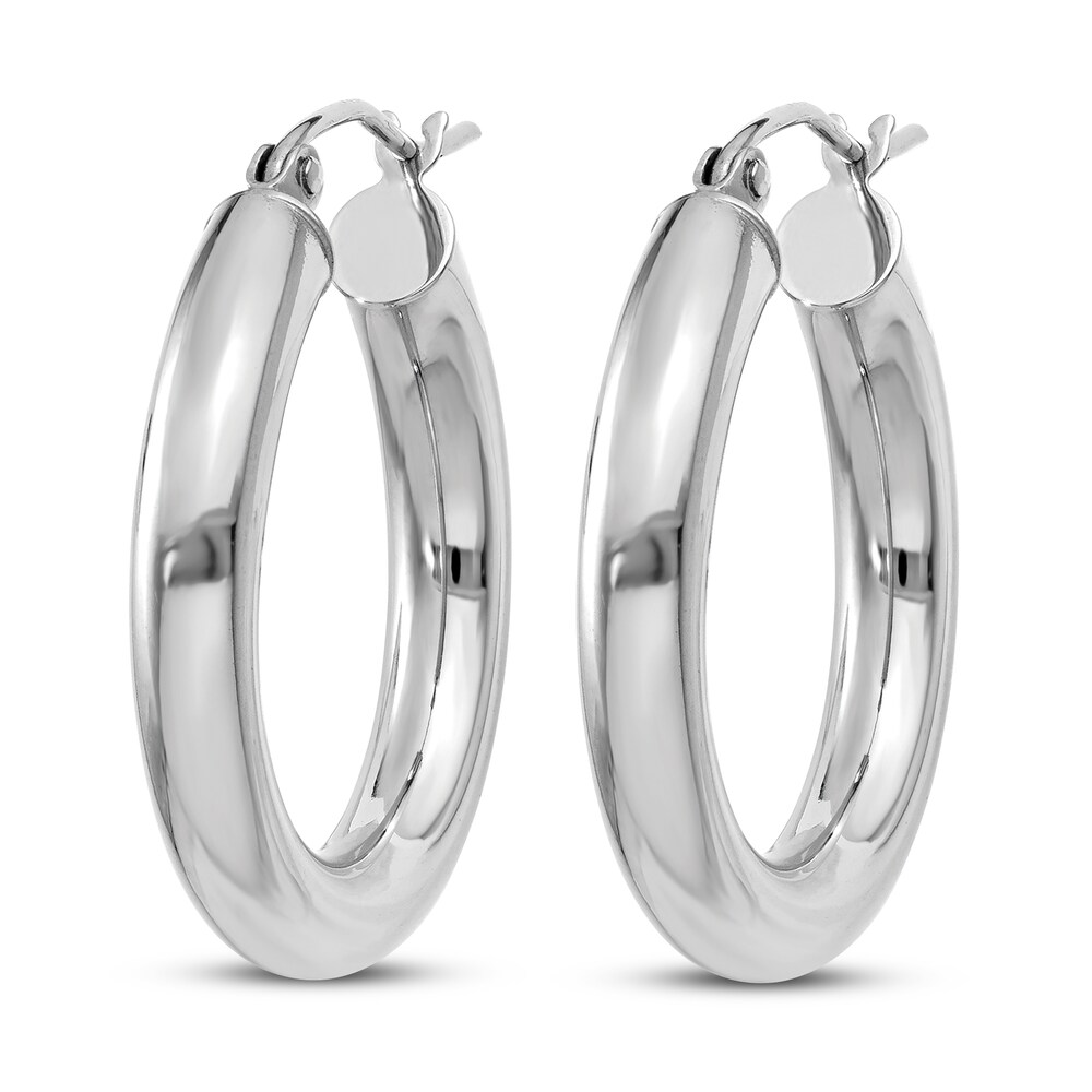 Lightweight Tube Hoop Earrings 14K White Gold HfLfKywC Lightweight Tube Hoop Earrings 14K White Gold HfLfKywC