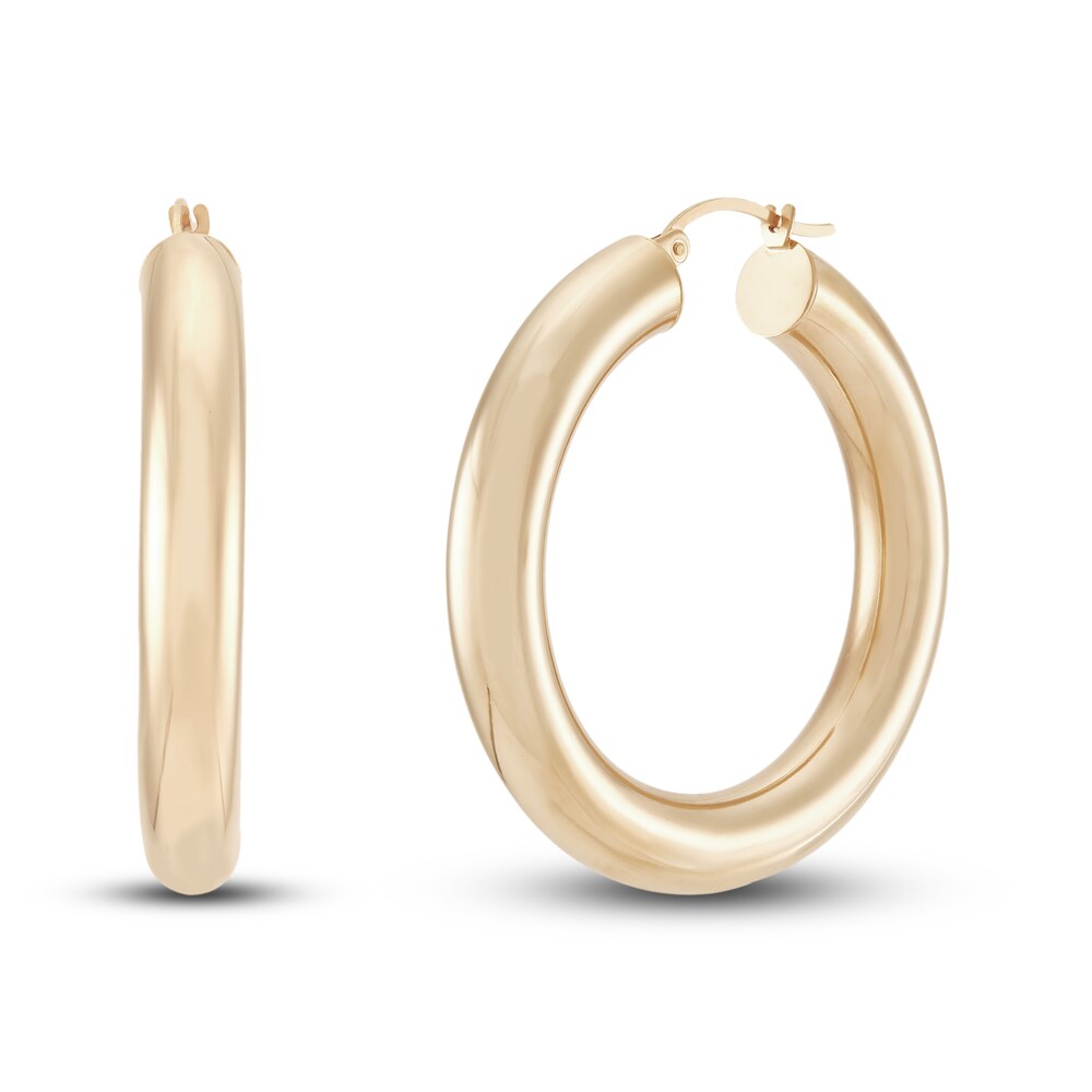 Round Tube Hoop Earrings 14K Yellow Gold HgDrT94m Round Tube Hoop Earrings 14K Yellow Gold HgDrT94m