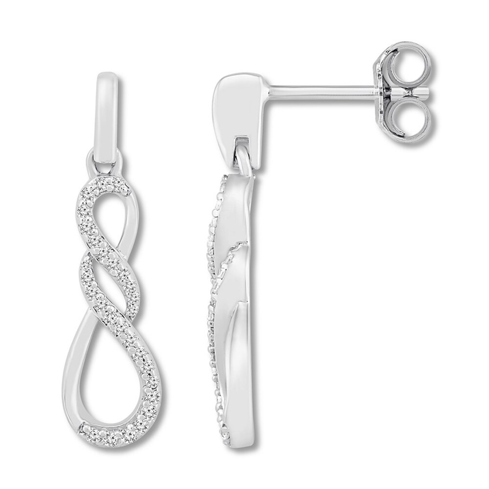 Diamond Infinity Earrings 1/6 ct tw Round 10K White Gold HjYI9SCO Diamond Infinity Earrings 1/6 ct tw Round 10K White Gold HjYI9SCO