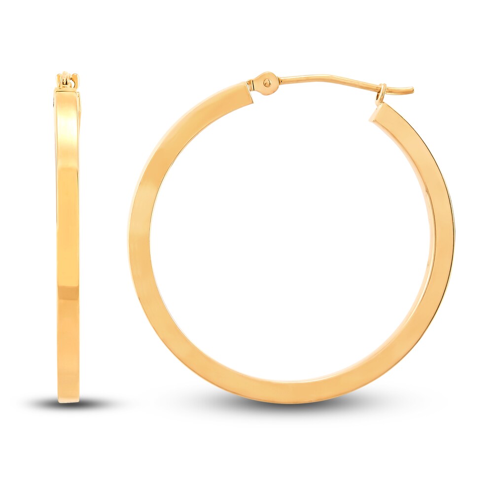 Polished Square Tube Hoop Earrings 14K Yellow Gold Hkn8WObP Polished Square Tube Hoop Earrings 14K Yellow Gold Hkn8WObP